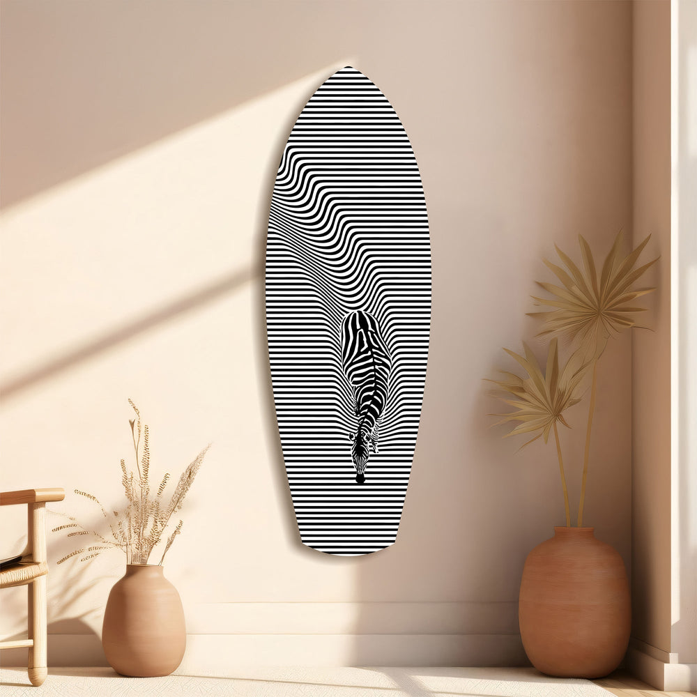Optik Zebra Dalga Çizgiler Cam Tablo.