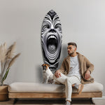Çığlık Atan Yüz Op Art Sarmal Gerçeküstü Cam Tablo.