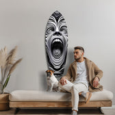 Çığlık Atan Yüz Op Art Sarmal Gerçeküstü Cam Tablo.