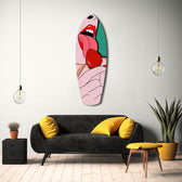 Pop Art Dudaklar Çilekli Dil Cam Tablo.