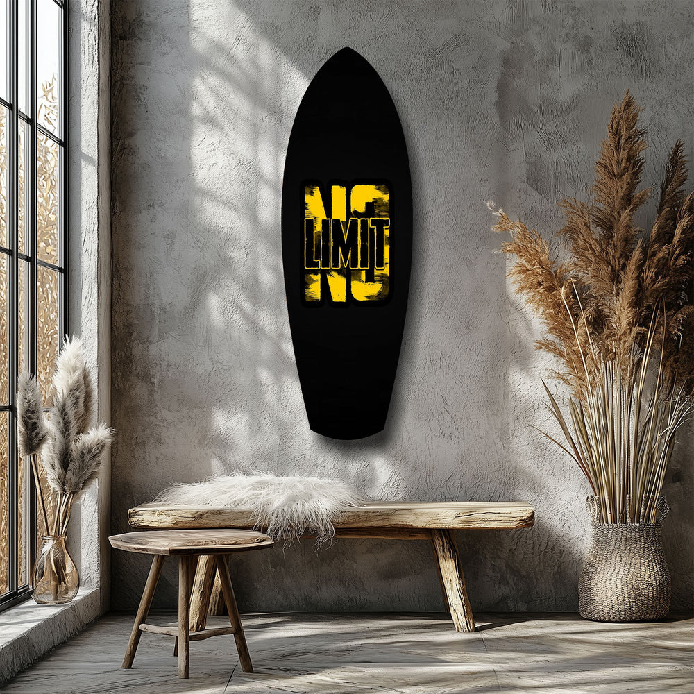 No Limit İddialı Tipografi Motivasyon Cam Tablo.
