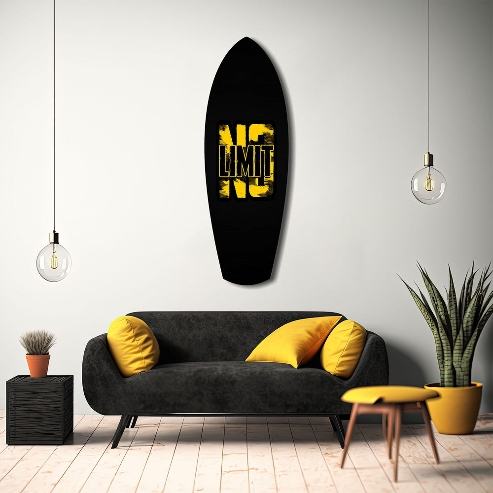 No Limit İddialı Tipografi Motivasyon Cam Tablo.