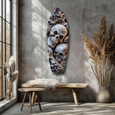 Kafatası Yığını Yılan Gotik Memento Mori Cam Tablo.