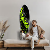 Neon Yeşili Siyah Grafiti Sokak Sanatı Cam Tablo.