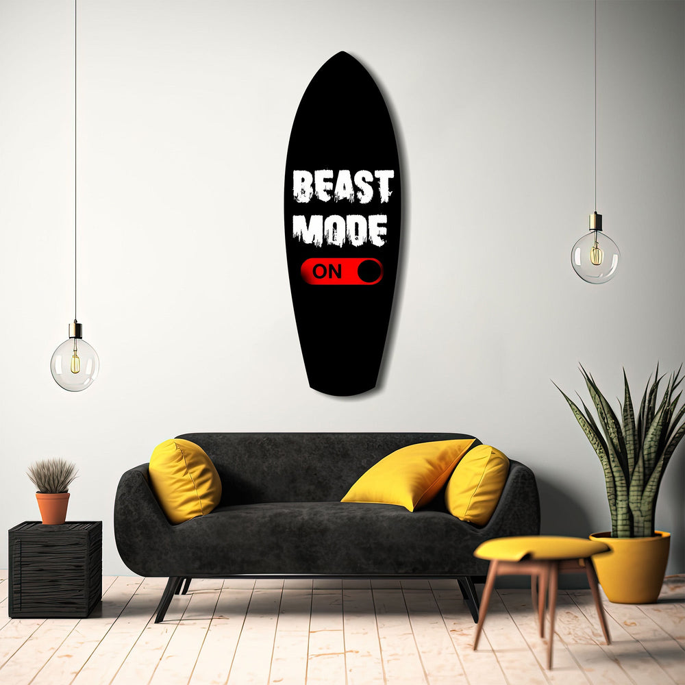 Beast Mode On Anahtar Motivasyon Cam Tablo.