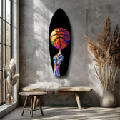 Pop Art Basketbol Topu Renkli Cam Tablo.