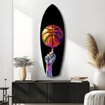 Pop Art Basketbol Topu Renkli Cam Tablo.