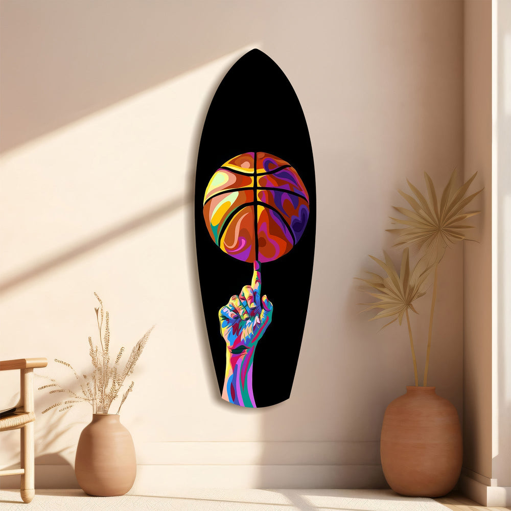 Pop Art Basketbol Topu Renkli Cam Tablo.