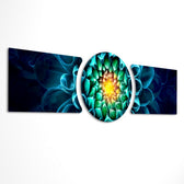 Işıldayan Turkuaz Dahlia Çiçeği 3 Parça Cam Tablo
