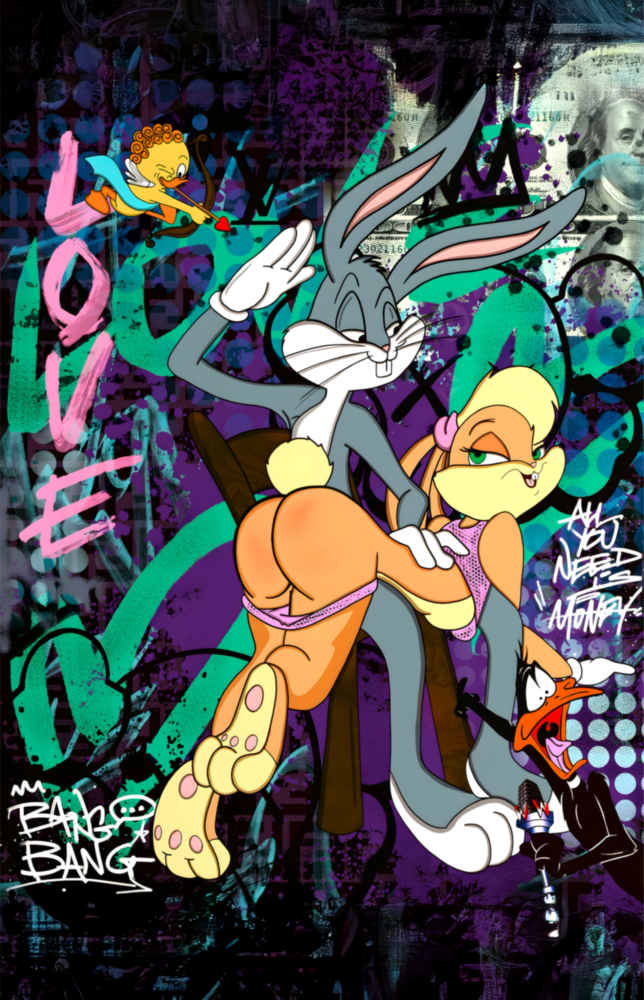 Bugs ve Lola: Aşkın Grafiti Dansı Cam Tablo || Tasarımcı Koleksiyonu