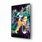 Bugs and Lola: The Graffiti Dance of Love Glass Wall Art || Designer Collection