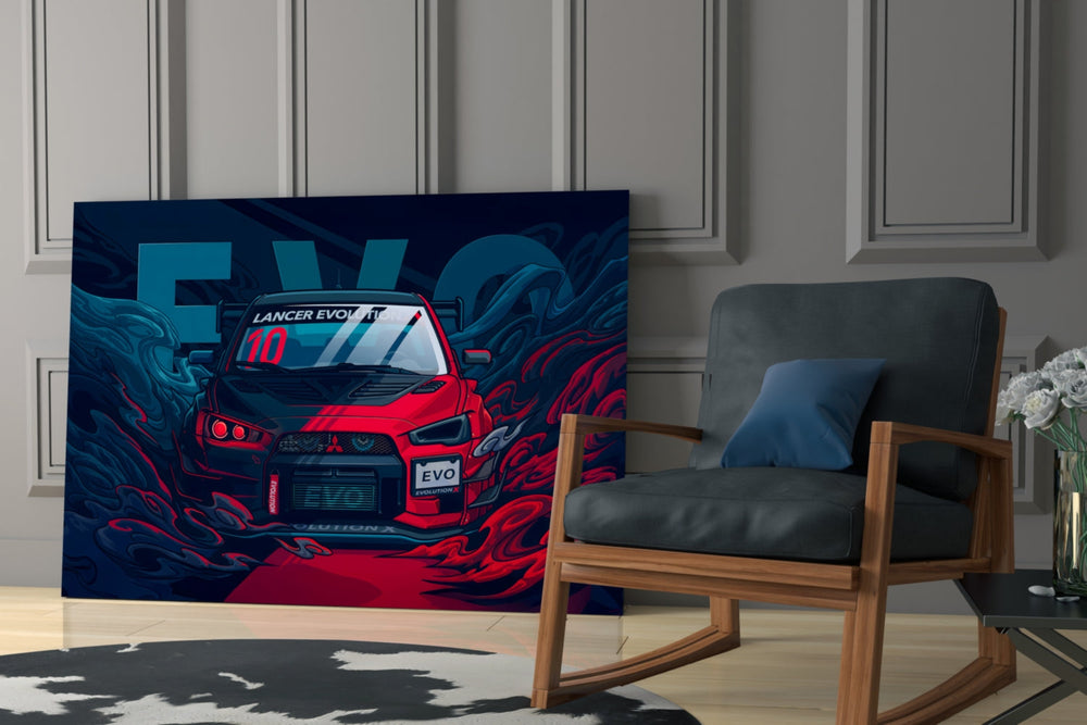 EVO X Red Storm Glass Wall Art || Designer Collection