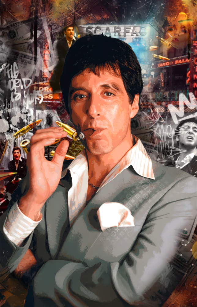 Scarface Tony Montana Cam Tablo || Tasarımcı Koleksiyonu