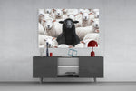 The Difference of the Black Lamb Flock Glass Wall Art || Designer Collection