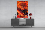 Flame Hashira Kyojuro Rengoku Glass Wall Art || Designer Collection
