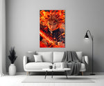 Flame Hashira Kyojuro Rengoku Glass Wall Art || Designer Collection