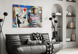 Banksy's Picasso Glass Wall Art || Designer Collection
