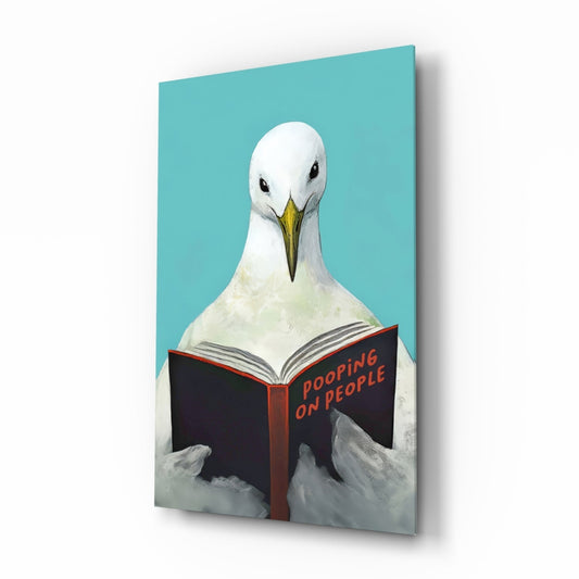 Wise Seagull Glass Wall Art || Designer Collection