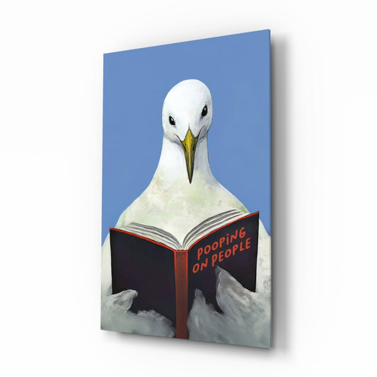 Wise Seagull Glass Wall Art || Designer Collection