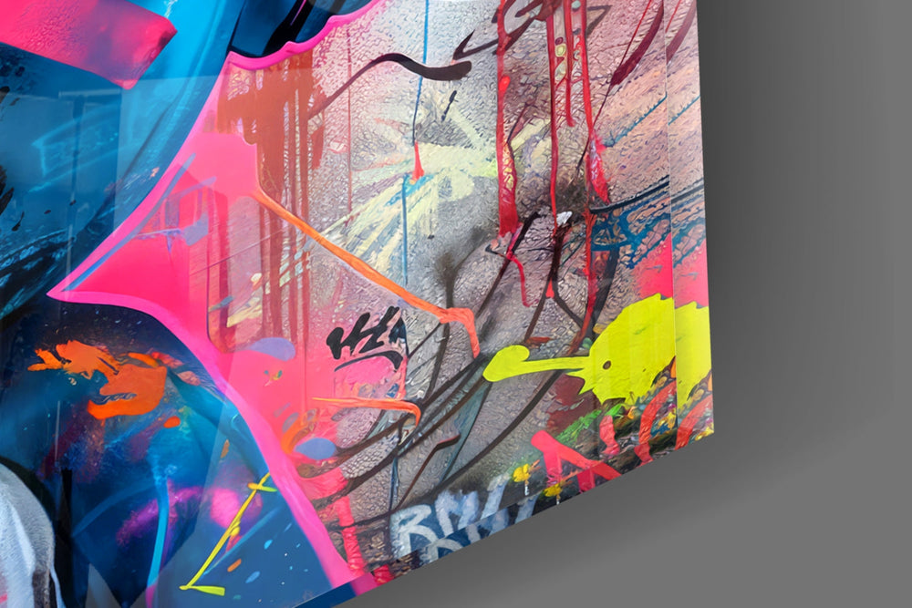 Graffiti Rabbit Glass Wall Art || Designer Collection