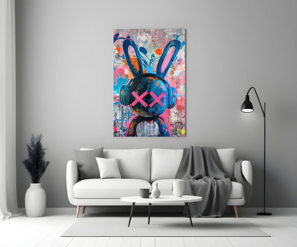 Graffiti Rabbit Glass Wall Art || Designer Collection