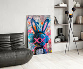 Graffiti Rabbit Glass Wall Art || Designer Collection