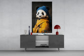 Panda with a Pearl Earring Glass Wall Art || Designer Collection