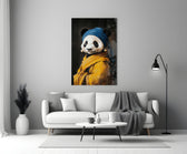 Panda with a Pearl Earring Glass Wall Art || Designer Collection