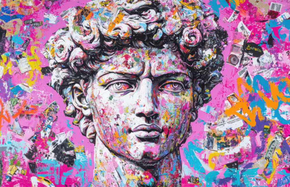 Graffiti David Cam Tablo || Tasarımcı Koleksiyonu
