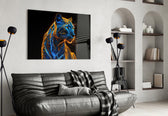Neon Jaguar Glass Wall Art || Designer Collection