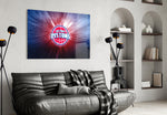 Detroit Pistons: Blue Light Glass Wall Art || Designer Collection