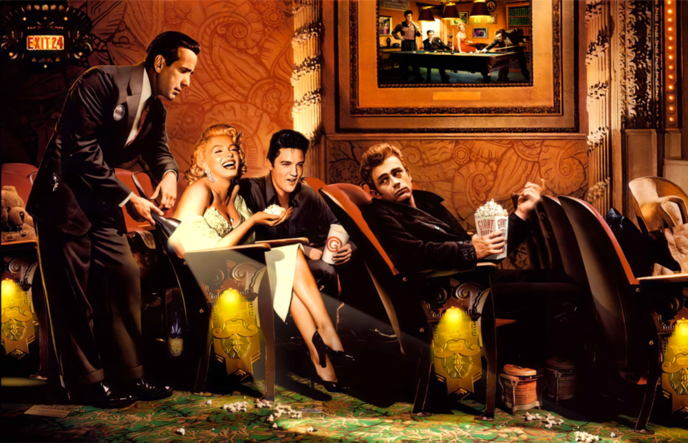 Marilyn Elvis Humphrey Sineması Cam Tablo