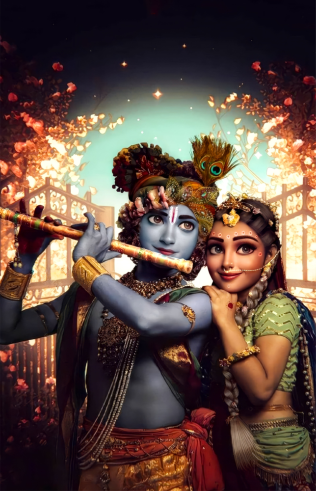 Krishna ve Radha Cam Tablo