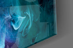Aurora-poetry plume glass wall art in dramatic dining room with brass fixtures