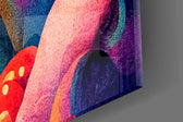 Pop-counter-culture cinematic glass wall art in music-room reading corner