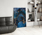 Vertical agate-luxury cinematic glass wall art in heritage stairwell