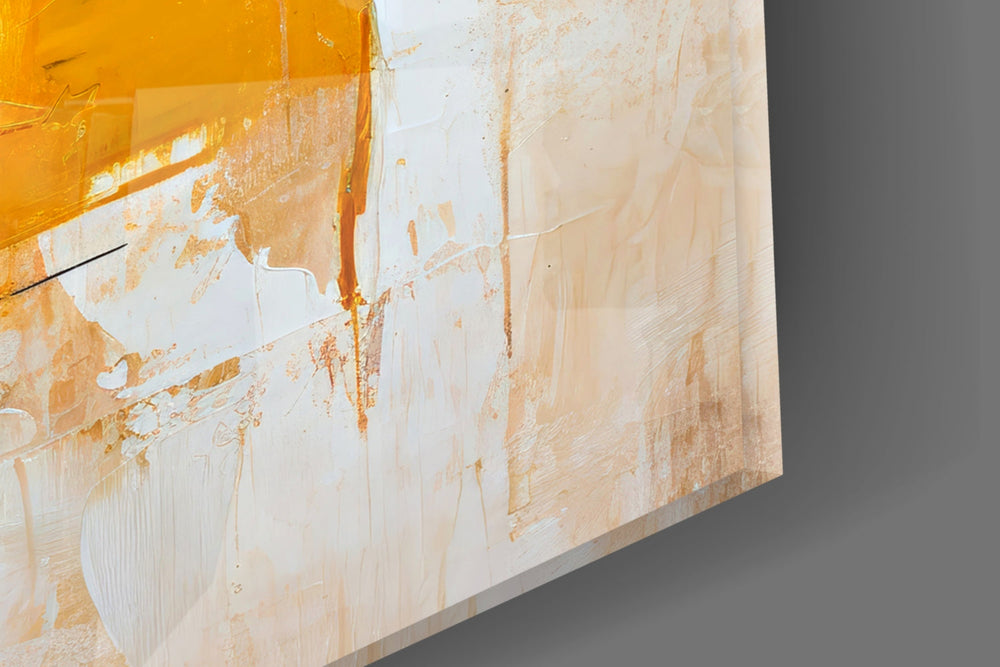Modernist color-block glass wall art in art-loft entry hallway