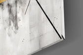 Art-deco marble cinematic glass wall art in boutique-hotel lounge