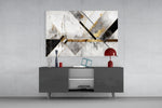 Art-deco geometric cinematic glass wall art in fashion-house reception