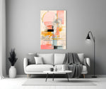Contemporary-studio pastel collage glass wall art in designer hallway