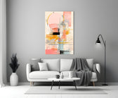 Contemporary-studio pastel collage glass wall art in designer hallway