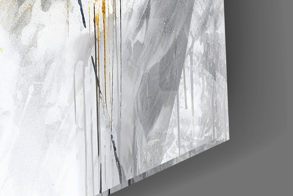 Gestural-luxury cinematic glass wall art in fashion-atelier entry
