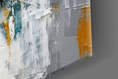 Bold impasto cinematic glass wall art in art-loft entry hallway