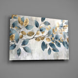 Elegant Gold & Blue Leaves Cam Tablo