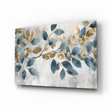 Elegant Gold & Blue Leaves Cam Tablo