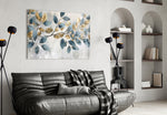 Elegant Gold & Blue Leaves Cam Tablo