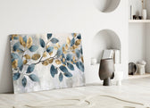 Elegant Gold & Blue Leaves Cam Tablo