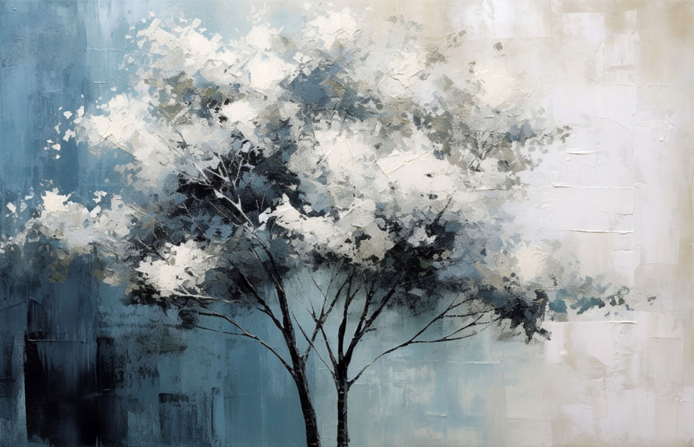 Zarif Kış Ağacı Cam Tablo