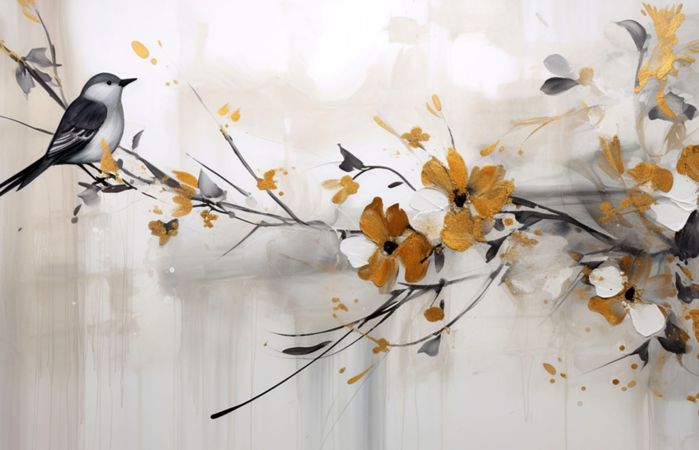 Daldaki Zarif Kuş Cam Tablo