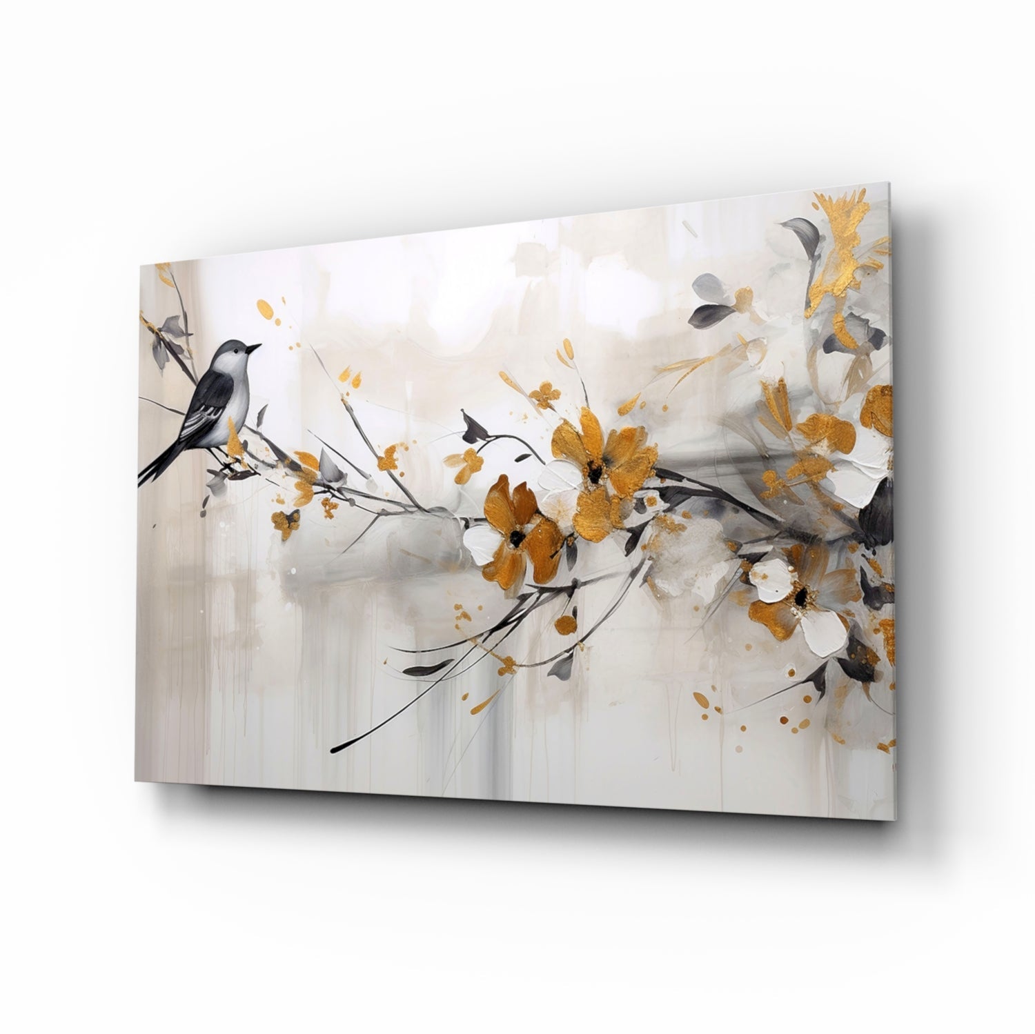 Elegant Bird on Branch Cam Tablo